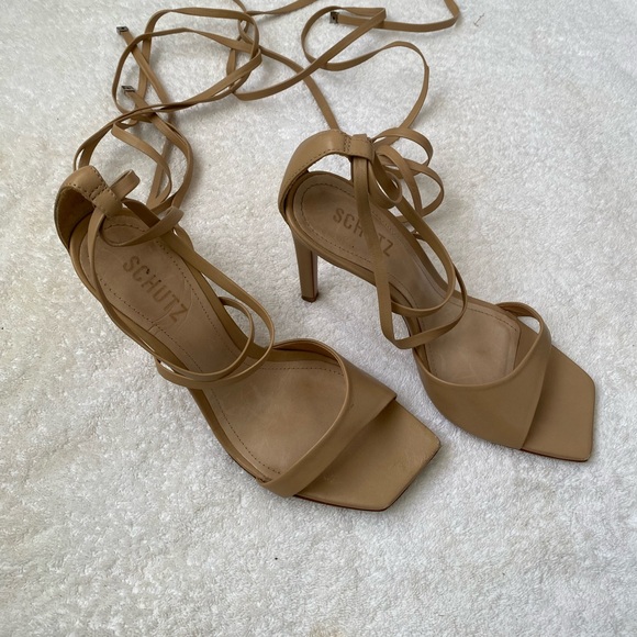 SCHUTZ Beige Strappy Heels Size 9B - Picture 6 of 11